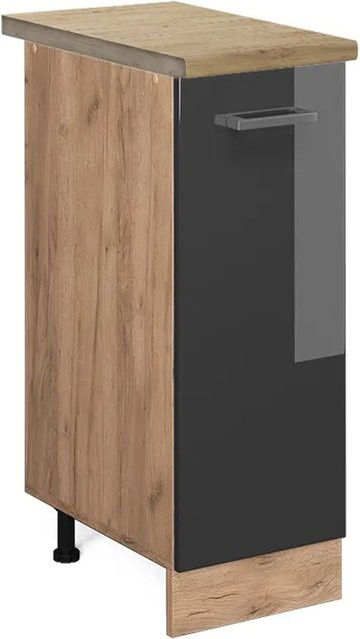 Vicco Apothekerschrank R-Line Anthrazit Hochglanz und Eiche Gold, B/T/H: 30,0 x 60,0 x 81,6 cm - Bild 1