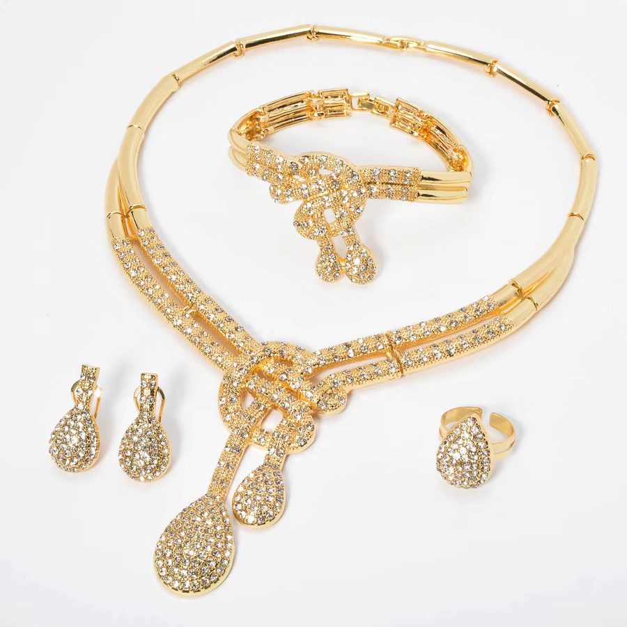 Schmuck-Set 18 Karat vergoldet, Zirkonia, Gold, Unisex - Bild 6