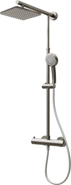 Schulte ExpressPlus Duschsystem Rain Classic mit Thermostat, Kopfbrause eckig und Handbrause, silberfarben, H x B: 155,4 x 43,4 cm - Bild 1