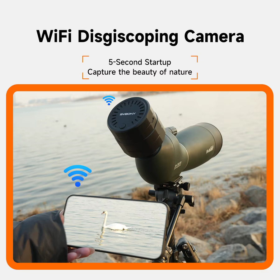 SVbony SC002 WiFi-Kamera in Schwarz für die Vogelbeobachtung, kompatibel mit SV28, SV41 Pro Spotting Scope und SV202 Fernglas - Bild 2