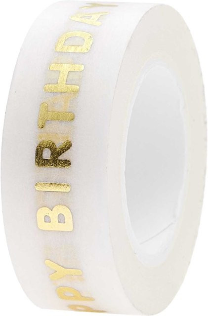 Rico Design Paper Poetry Washi Tape Happy Birthday in Natural, Breite: 1,5 cm, Länge: 10 m - Bild 1