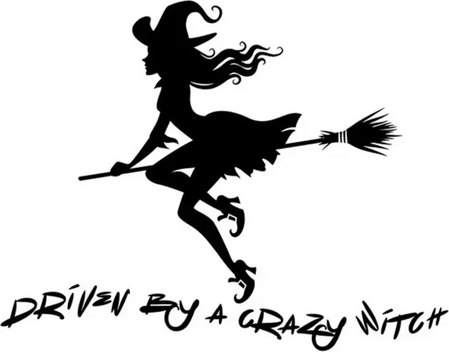 Imagnt Studio Driven By A Crazy Witch Autoaufkleber für Fahrzeuge und Kunsthandwerk, Schwarz - Bild 1