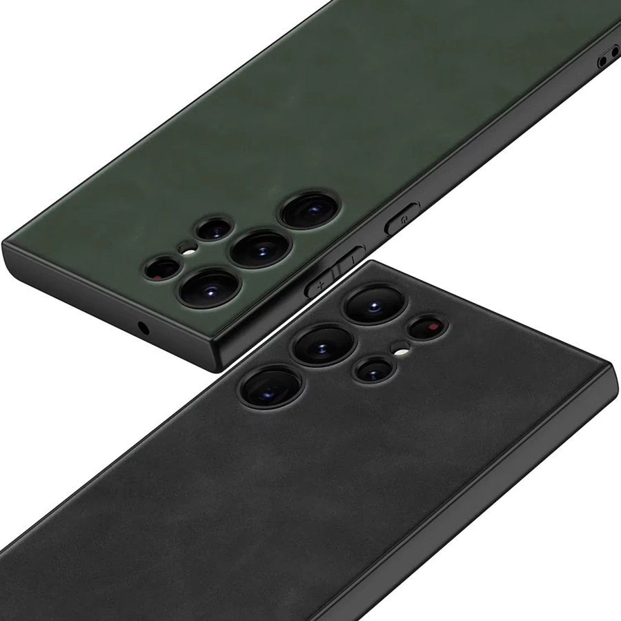 Stoßfeste Leder Hartschale Handyhülle für Samsung Galaxy S25, S24 Plus und S24 Ultra in Schwarz - Bild 5