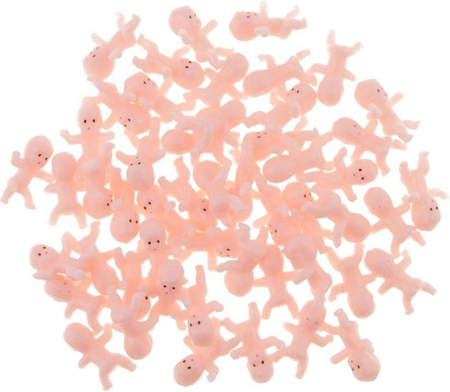 50er Set Mini Baby Puppen als Partydeko für Mitgiftbeutel, Rosa, B/T/H: 2,5 x 1,7 x 0,8 cm - Bild 1