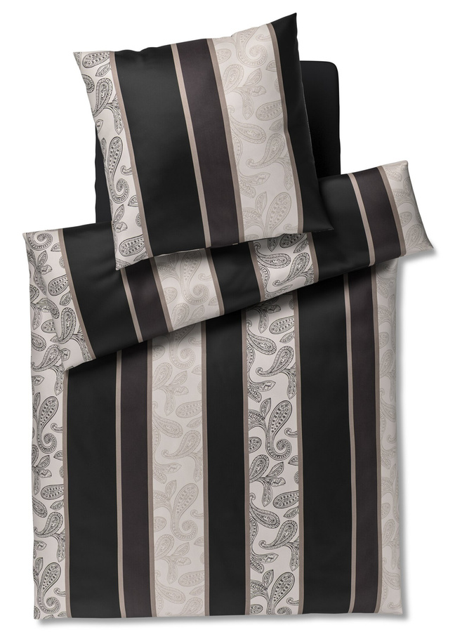 JOOP! Paisley Stripes Bettwäsche aus Baumwolle in Schwarz mit Streifenmuster, 200 x 200 cm und Kissenbezug 40 x 80 cm - Bild 1