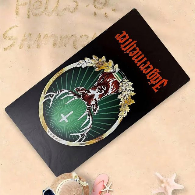 Retro Jagermeister Strandtuch, bunt, sandfrei und schnelltrocknend aus Mikrofaser, B/H: 30 x 60 cm - Bild 1