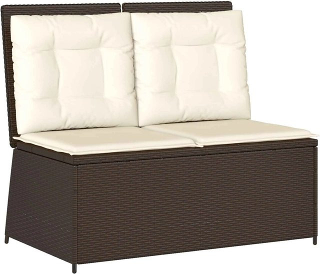 Furnicato Gartenbank aus Poly-Rattan in Braun mit verstellbarer Liegefunktion, B/T/H: 110 x 67 x 95 cm - Bild 1