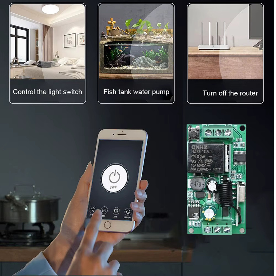 CENFAYA Tuya WiFi RF Smart Switch Mini-Relais-Empfängermodul mit Touch-Wandpanel in Schwarz für Alexa und Google Assistant - Bild 3
