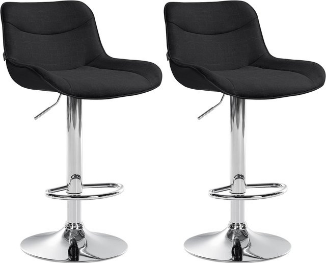 Vonore 2er Set Barhocker aus Stoff mit Lehne, höhenverstellbar und 360 Grad drehbar mit Metallgestell und Fußstütze - Bild 1