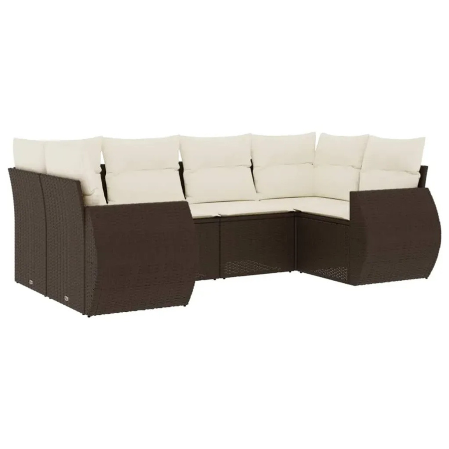 vidaXL 6-teilige Garten-Sofagarnitur aus braunem Poly-Rattan mit Kissen und Stauraum - Bild 2