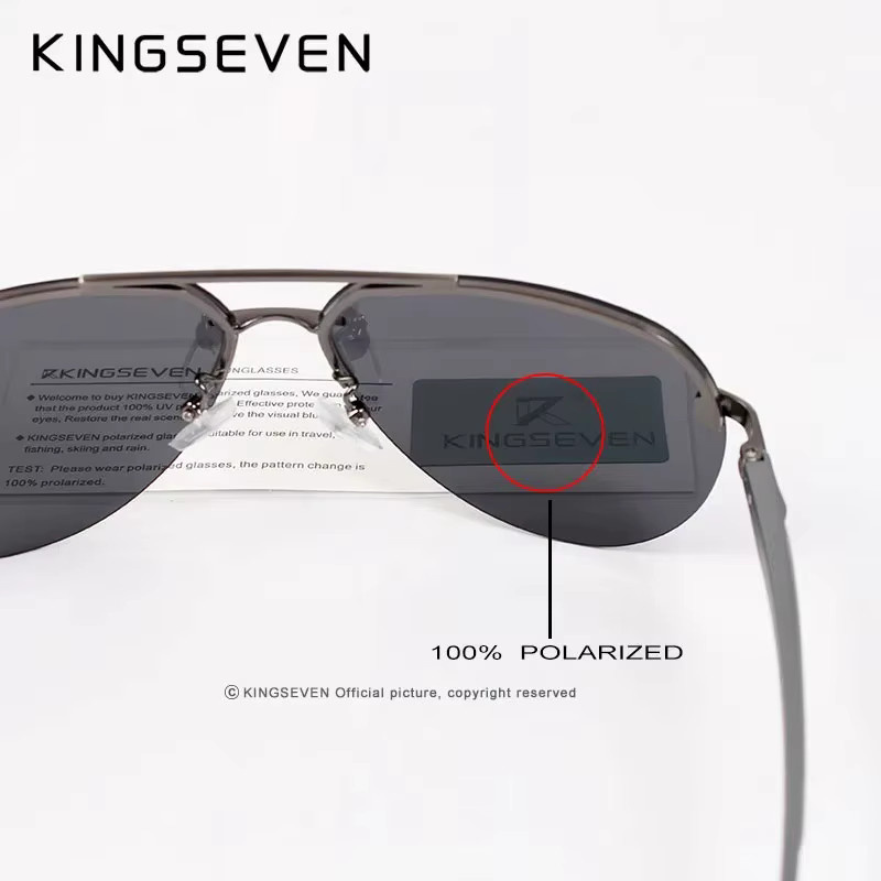 KINGSEVEN Sonnenbrille Pilot, randlos, Aluminium, polarisiert, Unisex - Bild 3