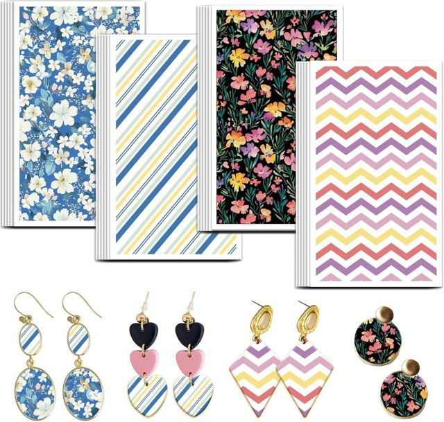 24 Stück Buntes Blumen-Ton-Transferpapier mit 4 Designs für Polymer-Streifen und Polymer-Ton-Transferblätter - Bild 1