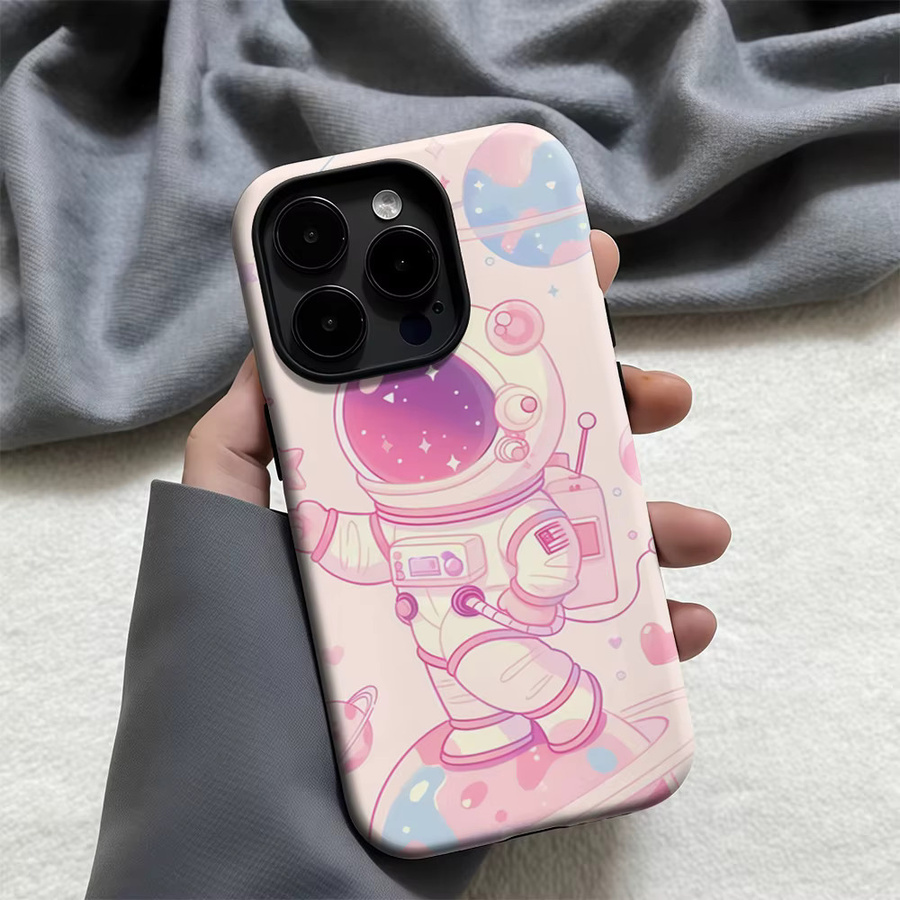 Pastell Space Bear Handyhülle für Apple iPhone 17 16 15 14 13 Pro Max Plus mit doppelschichtiger Rückseite - Bild 2