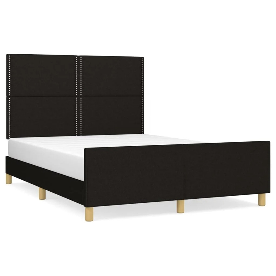 vidaXL Bettgestell mit Kopfteil in Schwarz aus Stoff und Holz, B/T/H: 140 x 200 x 146 cm - Bild 2