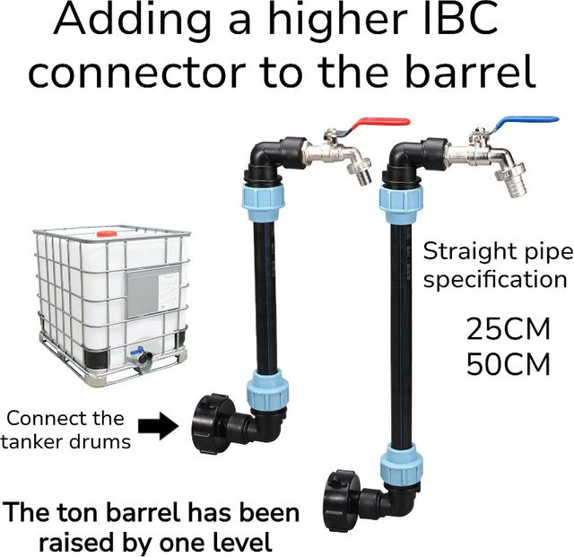 IBC Ton Barrel Verbindungsstücke aus Kunststoff in Schwarz als PE-Rohrverschraubungen und Adapterbeschläge für Gartenbeschläge - Bild 1