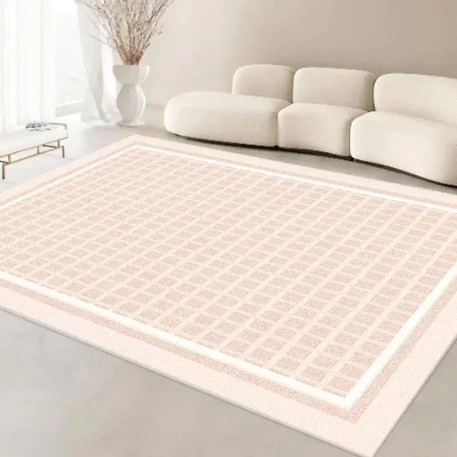 VIKAMA Teppich in Rosa mit geometrischem Design aus rutschfestem Kristall-Samt für Wohnzimmer und Schlafzimmer - Bild 1