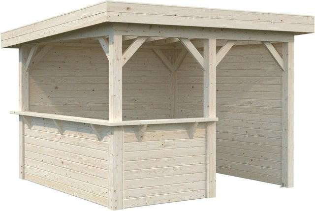 PALMAKO Pavillon Lenna Set 303 aus Fichtenholz in Braun mit Flachdach und Eck-Tresen, B/T/H: 300 x 300 x 245 cm - Bild 2