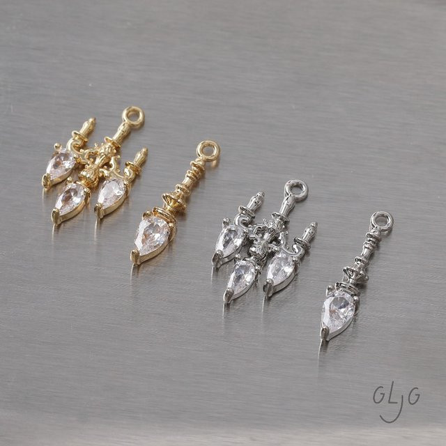 QTOUYE Charms, Kristall, Messing, 14 Karat vergoldet, Gold, Unisex - Bild 1