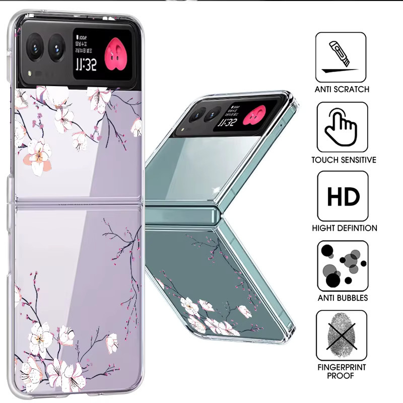Transparente Klapphülle mit Blumenmuster für Motorola Razr 40 50 Ultra Razr 40 Razr 50, stoßfeste Schutzhülle aus hartem PC - Bild 2