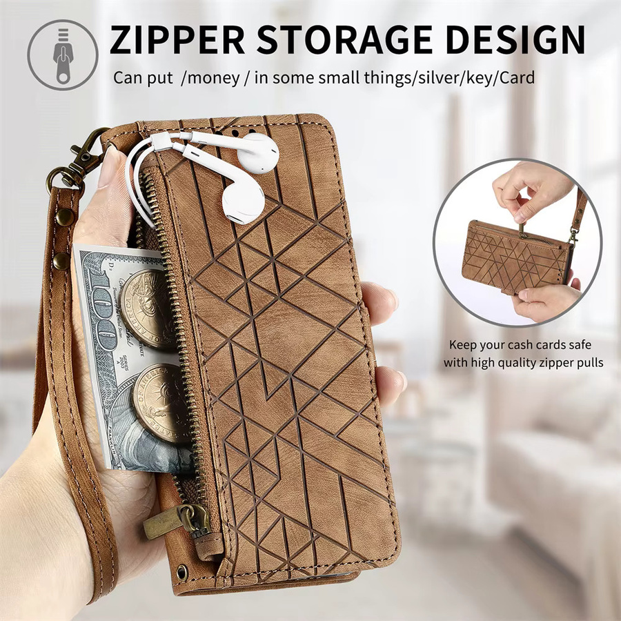 Luxus Leder Flip Case mit Reißverschluss als Crossbody Wallet für Xiaomi 17T Pro 5G und Xiaomi 17T - Bild 2