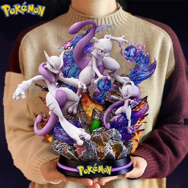 Bandai Pokémon Evolution Mewtwo Charizard Dragonite Blastoise Venusaur Gengar, Anime Figur, mit LED Licht, PVC Statue - Bild 1