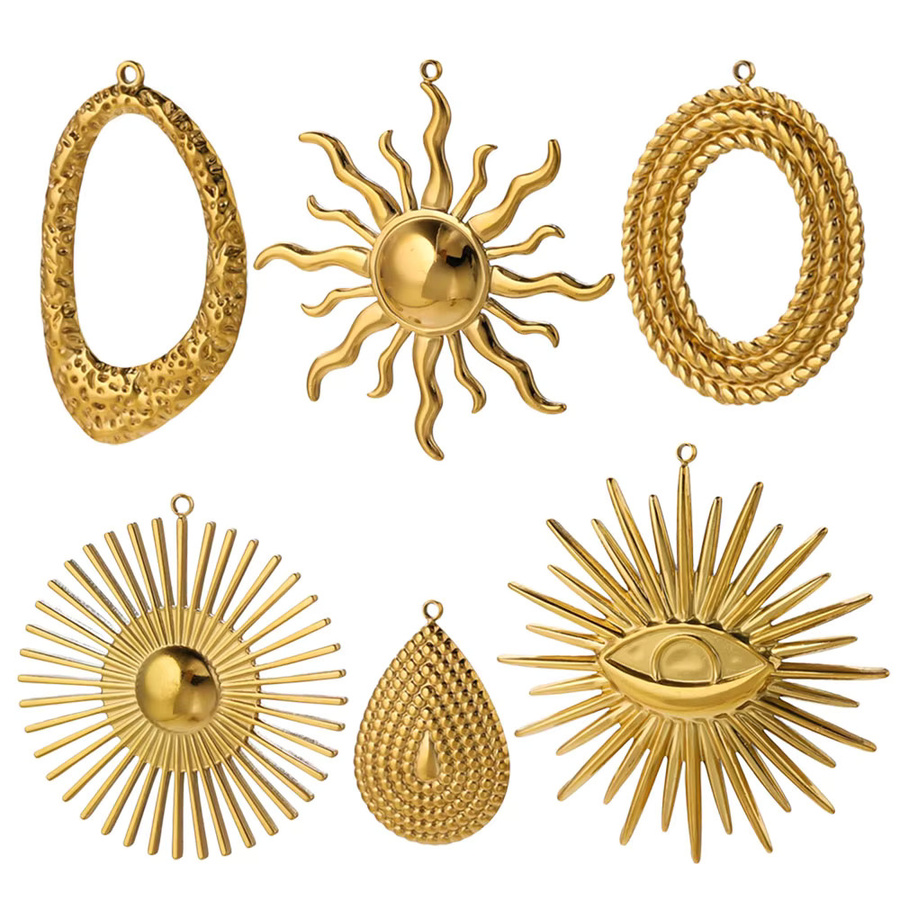 Elomia Anhänger, Edelstahl, Gold, Sonnen-Anhänger, Unisex - Bild 3