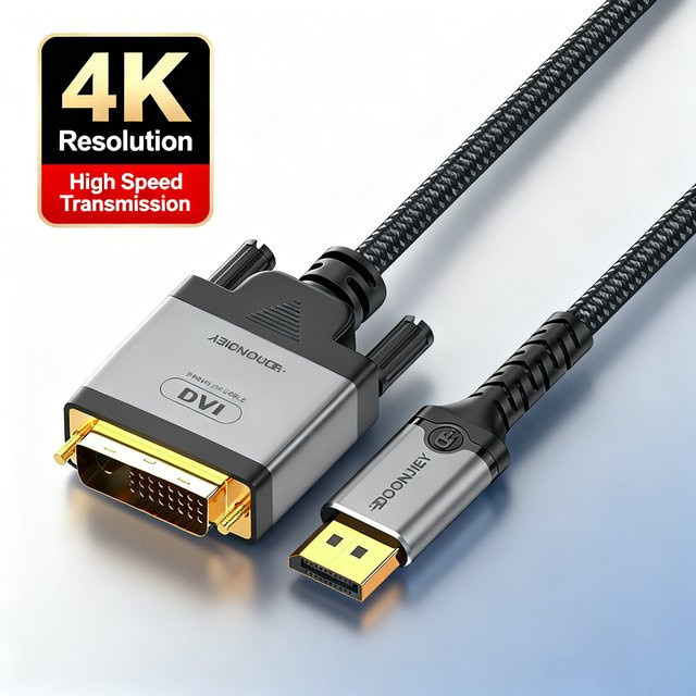 DOONJIEY DisplayPort-auf-DVI-Kabel in Schwarz für 4K bei 30 Hz, DP auf DVI-D Stecker auf Stecker Videokabel-Adapter für PC, Laptop, Monitor und Projektor - Bild 1