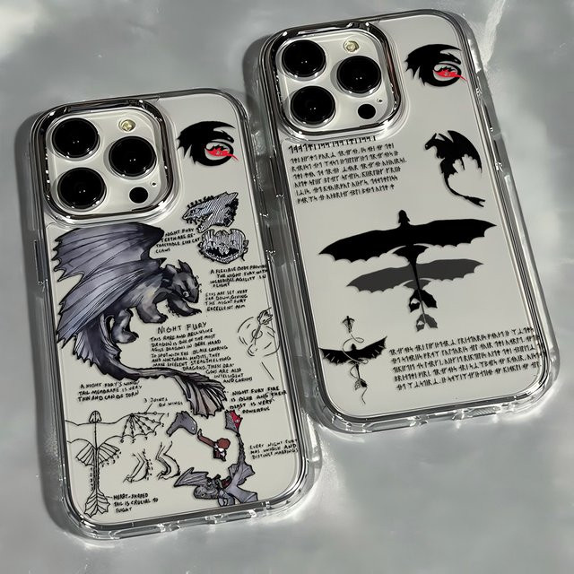 Black Dragon T-Toothless Handyhülle für Samsung Galaxy S25 S24 S23 S22 S21 Ultra Edge Plus 4G 5G Transparent mit Plating-Effekt - Bild 1