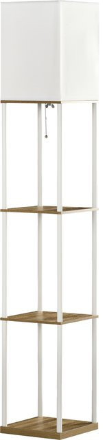 HOMCOM Stehlampe mit 3 Fächern und Stoff-Lampenschirm in Weiß für Wohnzimmer und Schlafzimmer mit E27 Sockel 40 W - Bild 1