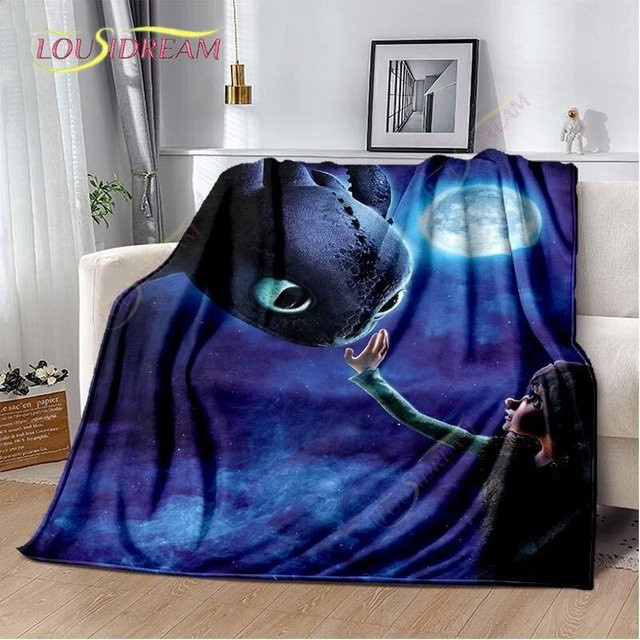 YangJOJO Flanelldecke mit Cartoon Drachen Motiv, superweich und warm, Blau, B/B: 130 x 150 cm - Bild 1