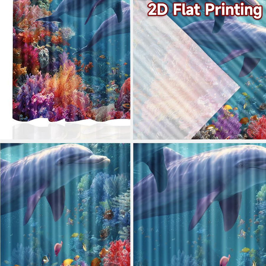 Set aus 2 dekorativen Druckvorhängen Ozean Harmonie aus Polyester, Multicolor, B: 100 cm, H: 70 cm - Bild 3