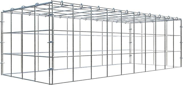 Gabiona C-Ring Anbaukorb Typ 3 in Silbergrau, Maschenweite 10 x 10 cm, B/T/H: 30 x 100 x 40 cm - Bild 1