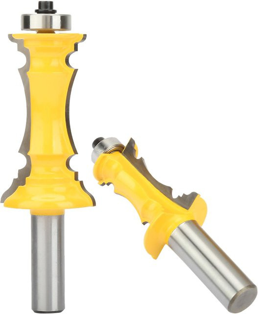 Neoglint 2er Set Crown Molding Fräser mit 12 Zoll Schaft für Holzbearbeitung in Gelb und Stahl - Bild 1