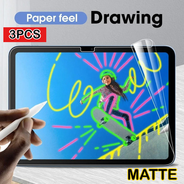 3 Stück Matt PET-Schutzfolie in Papieroptik für OnePlus Pad Air, Go, 2, Pro, Neo und verschiedene Displaygrößen, transparent - Bild 1