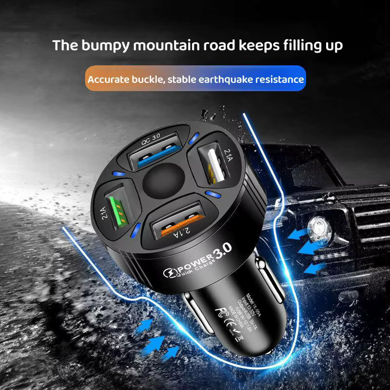 65 W Auto Ladegerät mit Quick Charge 3.0 und USB-C sowie USB-A Anschlüssen in Schwarz für Xiaomi, iPhone und Samsung - Bild 1