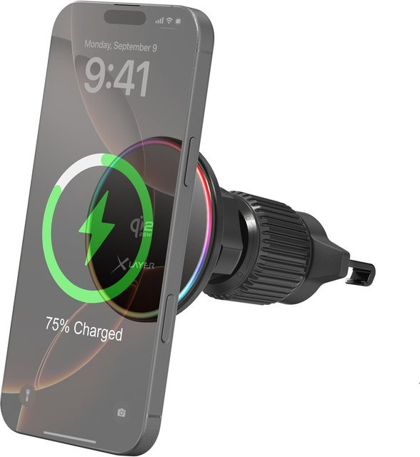 XLayer Wireless Qi2.2 Kfz-Ladegerät für Lüftungsgitter in Schwarz - Bild 1