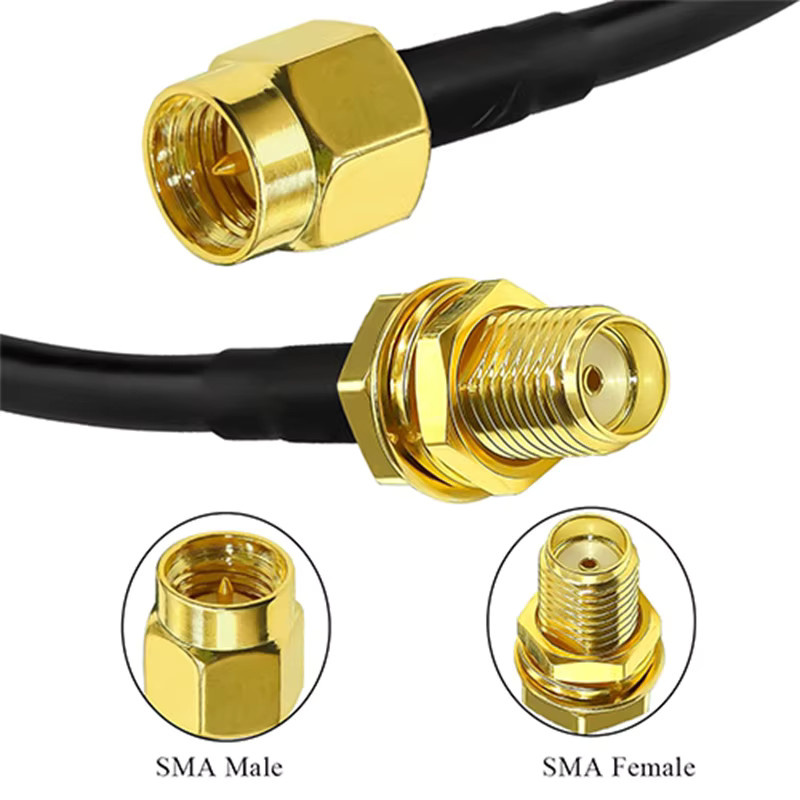 GIZONT RG58 RF Koaxialkabel SMA Stecker auf SMA Buchse Schwarz WiFi Antennen Verlängerung Adapter - Bild 4