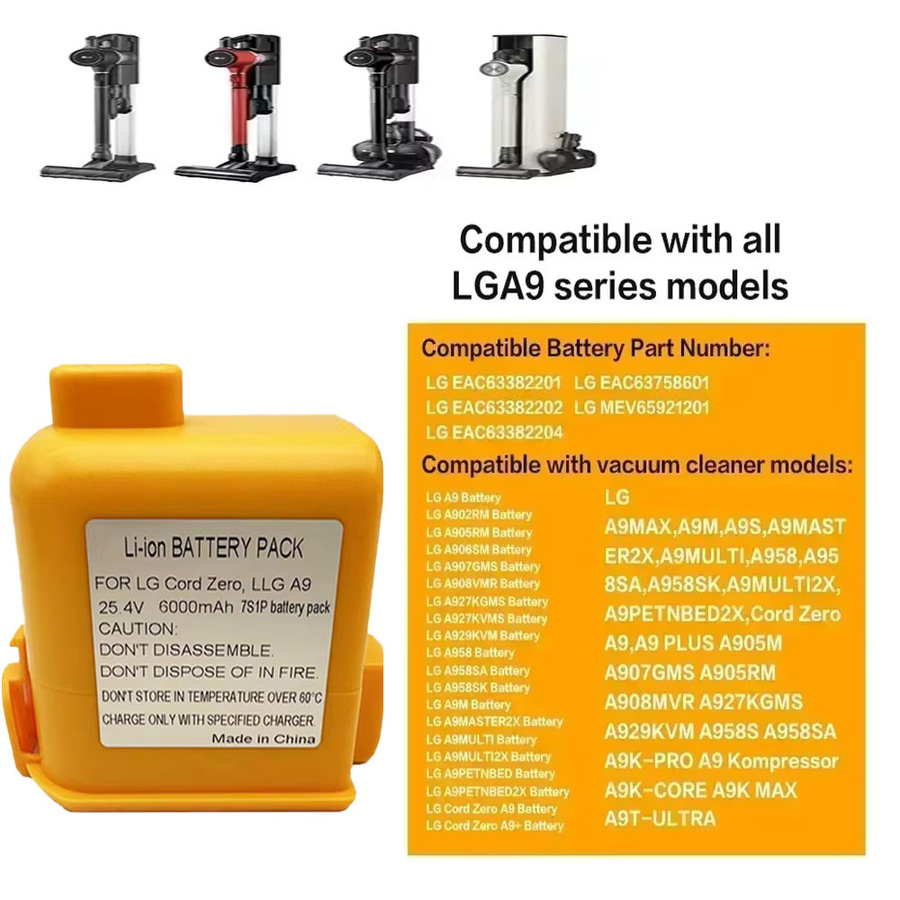 LG CordZero Akku Ersatz mit 6000 mAh für A9, P9 und A9S Staubsauger, kompatibel mit EAC63382201/04 - Bild 2
