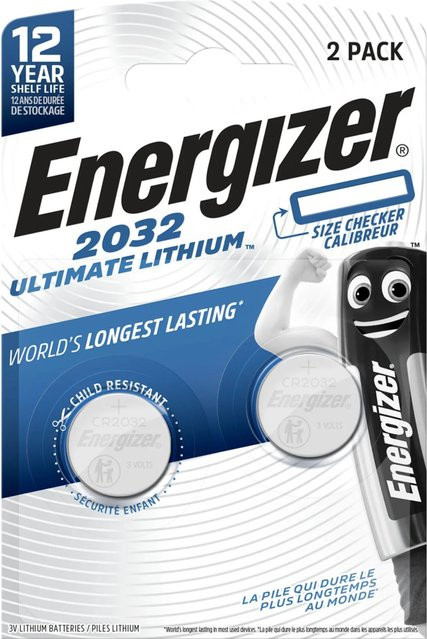 Energizer Ultimate Lithium Knopfzelle CR 2032, 2 Stück, Silber - Bild 1