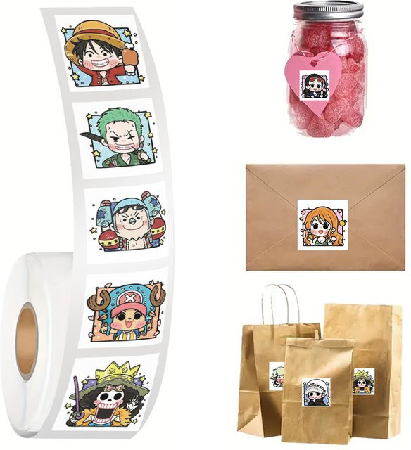 Bandai One Piece Chibi Rollaufkleber Set, 500 Stück, Multicolor - Bild 1