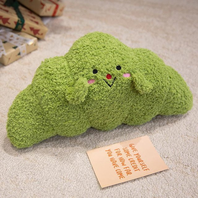 Yiran toy Plüsch Croissant Kissen in Grün, weiches Kuscheltier in Brot-Optik, 45 cm - Bild 1