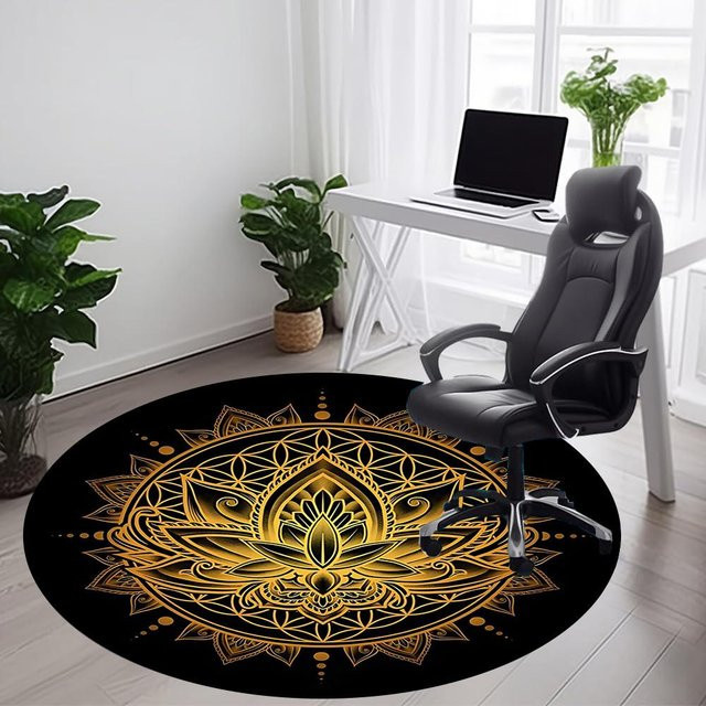 Runder Lotus Mandala Teppich von YglTwo in Multicolour, Durchmesser: 80 cm - Bild 1