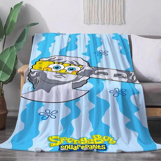Potdemiel Spongebob Doppeldecke Kawaii flauschige weiche Tagesdecke für Sofa und Bett - Bild 1