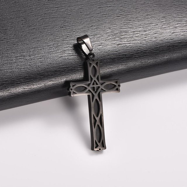 YULIN Halskette Edelstahl, Kreuz-Anhänger, Silber, Unisex, 50 cm - Bild 1