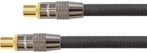 PYTHON Series SAT Antennenkabel mit IEC/Koax Stecker an Buchse, vergoldet, 75 Ohm, Schirmmaß 120 dB, Nylongeflecht, Schwarz, 30 m - Bild 1