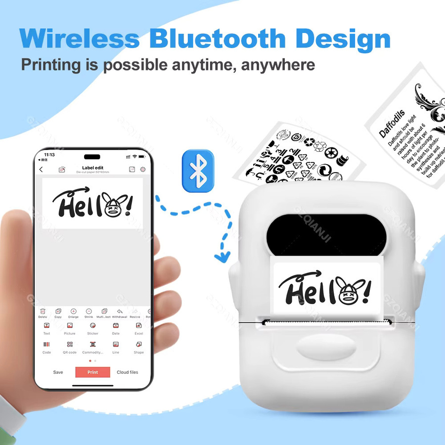 Marklife P50 Bluetooth Thermo-Etikettendrucker für Barcodes und selbstklebende Etiketten - Bild 2