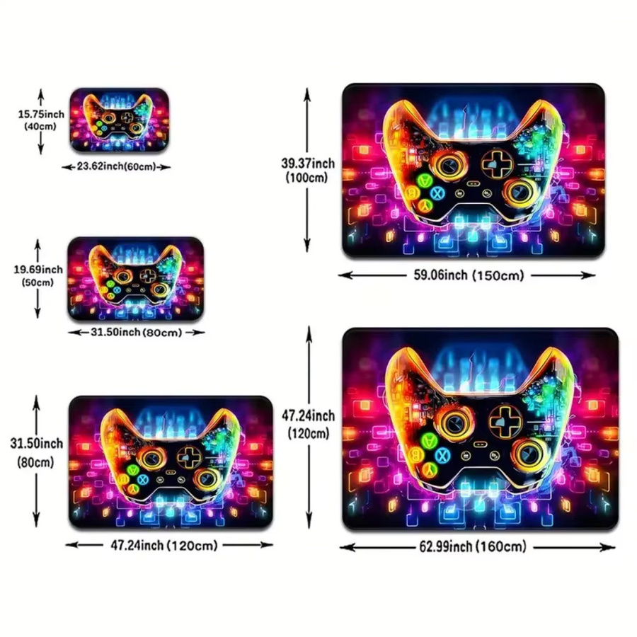 VIKAMA 3D Gamepad-Controller-Teppich in Multicolour, rechteckiger Microfaser-Teppich für Schlafzimmer und Kinderzimmer, Breite: 120 cm, Tiefe: 80 cm - Bild 5