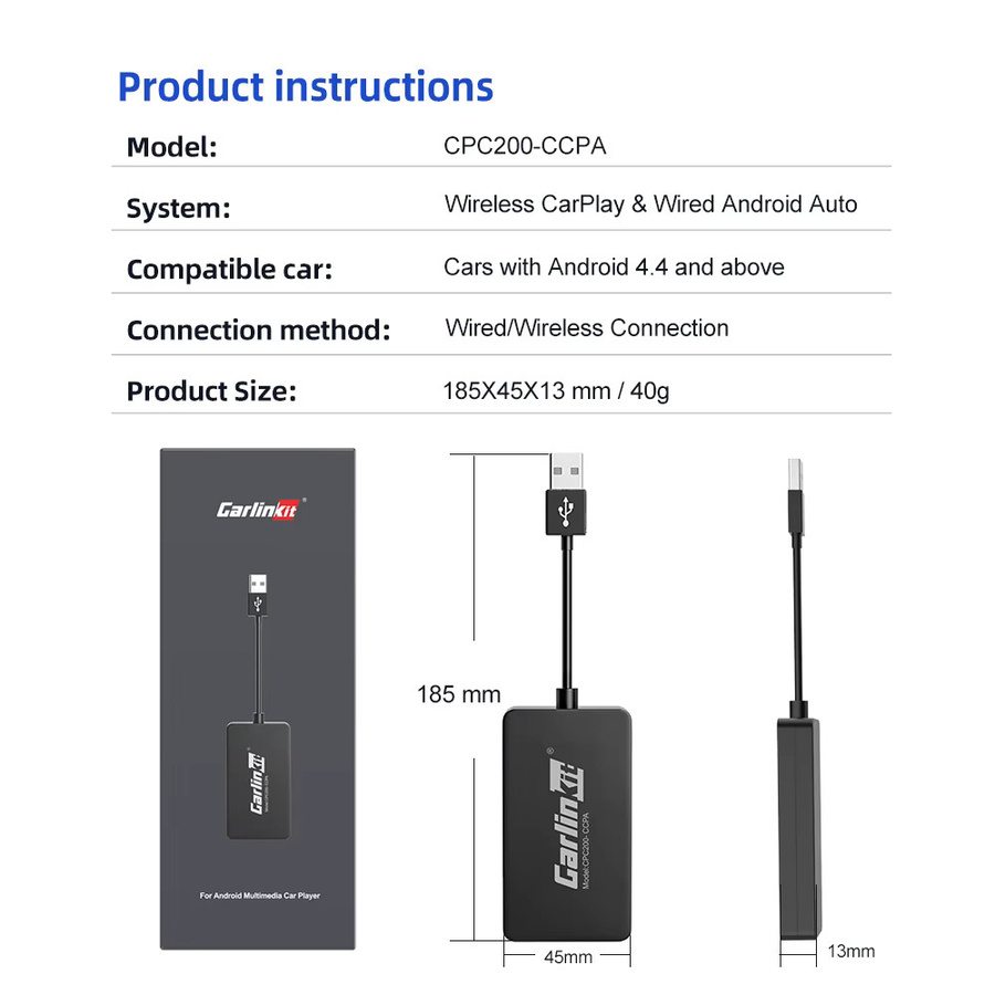 Carlinkit Wireless CarPlay und Android Auto Adapter in Schwarz mit USB-C Anschluss für Navigation und Spotify - Bild 5
