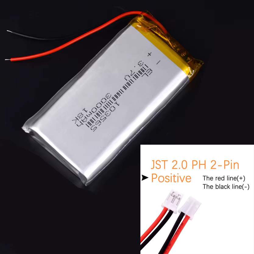 Easylander Lithium-Polymer-Akku 3,7 V 3000 mAh mit JST1,25 mm und PH2,0 mm Stecker für Miyoo Mini Plus Spielmaschinen, Silber - Bild 2