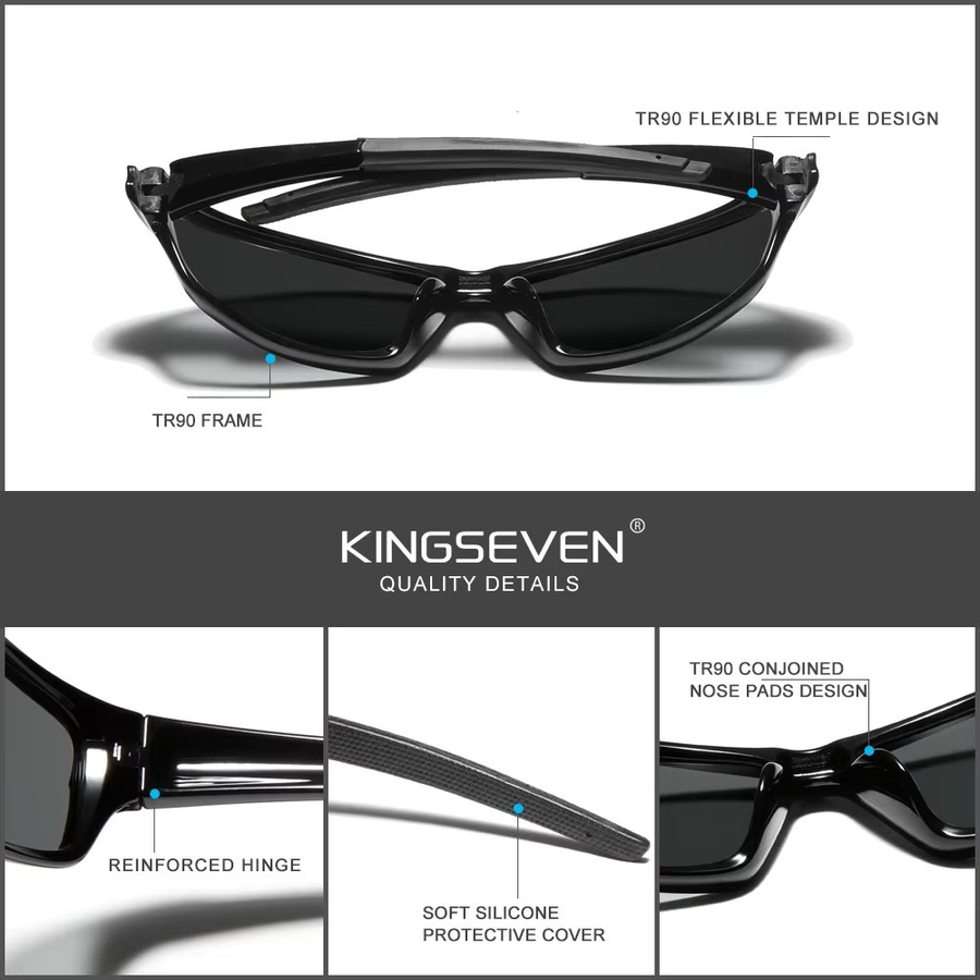 KINGSEVEN Sonnenbrille Rechteckig, Unisex, Vollrand, polarisiert - Bild 3